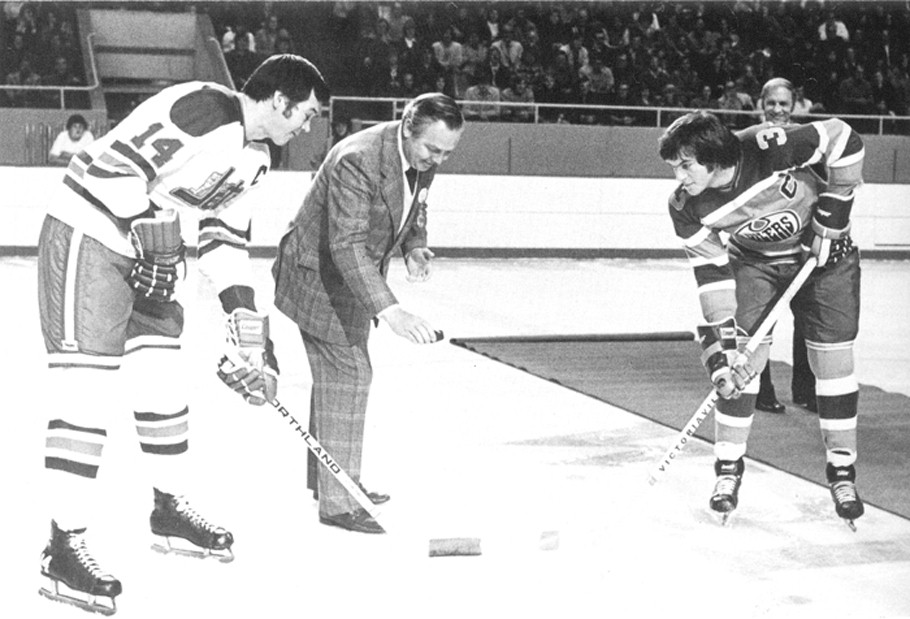 The ceremonial faceoff at the first home game
